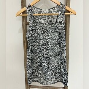 Cache Vintage Black Gray Leopard Print Lightweight Tank Top Women’s Size S